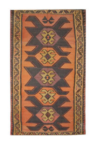 Vintage Persian Kilim Rug, Orange Tribal Rugs For Sale UK