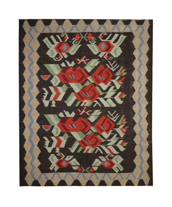 Vintage Moldovan Kilim Rug, Handmade floral Wool Rug For sale UK